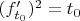 $(f'_{t_0})^2 = t_0$