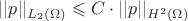 $||p||_{L_2(\Omega)}\leqslant C\cdot ||p||_{H^2(\Omega)}$