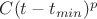 $C(t-t_{min})^p$