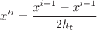 $x'^i = \cfrac{x^{i+1} - x^{i-1}}{2h_t}$