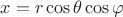 $x=r \cos\theta \cos\varphi$