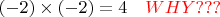 $$(-2) \times (-2) = 4\hspace{10} \color{red}  WHY???$$
