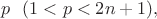 $p\ \ (1<p<2n+1),$