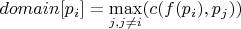 $domain[p_i] = \max\limits_{j, j \ne i}(c(f(p_i), p_j))$