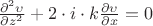 $ \frac{{{\partial ^2}\upsilon }}{{\partial {z^2}}} + 2 \cdot i \cdot k\frac{{\partial \upsilon }}{{\partial x}} = 0$