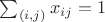 $\sum_{(i,j)} x_{ij}=1$