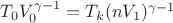 $T_0V_0^{\gamma - 1} = T_k(nV_1)^{\gamma - 1}$