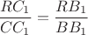 $\dfrac{RC_1}{CC_1}=\dfrac{RB_1}{BB_1}$