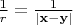 $\frac 1 r=\frac 1 {|\mathbf x-\mathbf y|}$