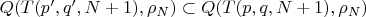 $Q(T(p&rsquo;, q&rsquo;, N+1), \rho_{N}) \subset Q(T(p, q, N+1), \rho_{N})$