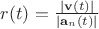 $r(t)=\frac{|\mathbf{v}(t)|}{|\mathbf{a}_n(t)|}$