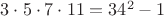 $3\cdot 5\cdot 7\cdot 11 = 34^2-1$