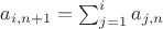 $a_{i,n+1} = \sum_{j=1}^{i}a_{j,n}$
