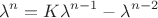 $$\lambda^n=K\lambda^{n-1}-\lambda^{n-2}$$