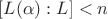 $[L(\alpha):L]<n$