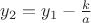$y_2=y_1-\frac k a$ $y_2=y_1-\frac k a$