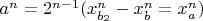 $a^n=2^{n-1}(x_{b_2}^n-x_b^n=x_a^n)$