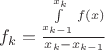 $f_k=\frac{\int\limits_{x_{k-1}}^{x_k}f(x)}{x_k - x_{k-1}}$