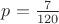 $p=\frac{7}{120}$ $p=\frac{7}{120}$
