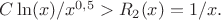 $C\ln(x)/x^{0,5}>R_2(x)=1/x.$