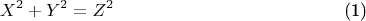 $$
\begin{equation}
X^2+Y^2=Z^2
\label{1}
\end{equation}
$$
