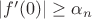 $|f'(0)|\geq \alpha_n$
