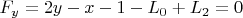 $F_y = 2y - x - 1 - L_0 + L_2 = 0$