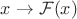 $x \to \mathcal{F}(x)$