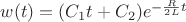 $w(t) = (C_{1}t+C_{2})e^{-\frac{R}{2L}t}$