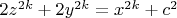 $2z^{2k}+2y^{2k}=x^{2k}+c^2$