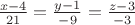 $\frac{x-4}{21}=\frac{y-1}{-9}=\frac{z-3}{-3}$