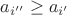$a_{i''} \ge a_{i'}$