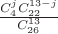 $\frac{C^{j}_{4}C^{13 - j}_{22}}{C^{13}_{26}}$