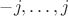 $-j,\dots,j$