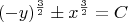 $$(-y)^{\frac{3}{2}}\pm x^{\frac{3}{2}}=C$$