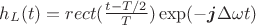 $h_L(t) = rect(\frac{t-T/2}{T})\exp(-\boldsymbol{j} \Delta \omega t)$