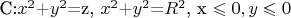 C:$x^2$+$y^2$=z, $x^2$+$y^2$=$R^2$, x \leqslant 0, y \leqslant 0