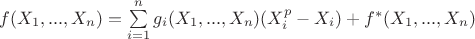 $f(X_1,...,X_n)=\sum\limits_{i=1}^{n}g_i(X_1,...,X_n)(X_i^p-X_i)+f^*(X_1,...,X_n)$