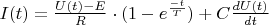 $I(t)=\frac{U(t)-E}{R} \cdot (1 - e^\frac{-t}{T})+C\frac{dU(t)}{dt}$