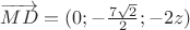 $\[\overrightarrow {MD}  = (0; - \frac{{7\sqrt 2 }}{2}; - 2z)\]$