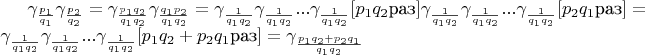 $\gamma_{\frac{p_1}{q_1}}\gamma_{\frac{p_2}{q_2}}=\gamma_{\frac{p_1 q_2}{q_1 q_2}}\gamma_{\frac{q_1 p_2}{q_1 q_2}}=\gamma_{\frac{1}{q_1 q_2}}\gamma_{\frac{1}{q_1 q_2}}...\gamma_{\frac{1}{q_1 q_2}}[p_1 q_2 \text{раз}]\gamma_{\frac{1}{q_1 q_2}}\gamma_{\frac{1}{q_1 q_2}}...\gamma_{\frac{1}{q_1 q_2}}[p_2 q_1 \text{раз}]=\gamma_{\frac{1}{q_1 q_2}}\gamma_{\frac{1}{q_1 q_2}}...\gamma_{\frac{1}{q_1 q_2}}[p_1 q_2 + p_2 q_1 \text{раз}]=\gamma_{\frac{p_1 q_2 + p_2 q_1}{q_1 q_2}}$