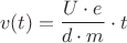 $$v(t)=\dfrac{U\cdot e}{d\cdot m}\cdot t$$