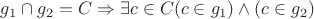 $g_1\cap g_2 =C\Rightarrow \exists c\in C (c\in g_1)\wedge(c\in g_2)$