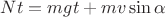 $Nt = mgt + mv\sin{$\alpha$}$
