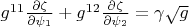 $g^{11}\frac{\partial \zeta}{\partial \psi_1}+g^{12}\frac{\partial \zeta}{\partial \psi_2}=\gamma \sqrt{g}$