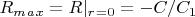 $R_m_a_x=R|_r_=_0=-C/C_1$