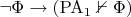 $\neg\Phi\rightarrow(\mathrm{PA}_1\nvdash\Phi)$