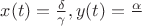 $x(t)=\frac{\delta}{\gamma},y(t)=\frac{\alpha}{\betta}$