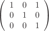 $
\left( \begin{array}{ccc} 1 &0 & 1 \\ 
0& 1 & 0
\\
0 & 0 & 1 \end{array} \right)$