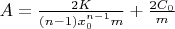$A=\frac {2K} {(n-1)x_0^{n-1}m}+\frac {2C_0} m$